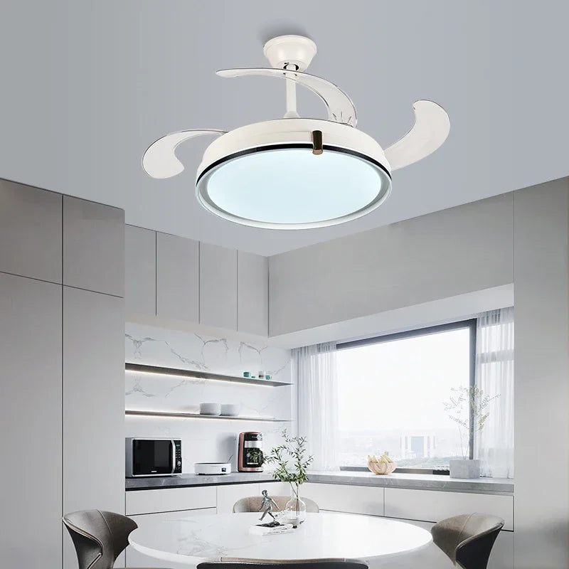 Afralia™ Remote Control LED Ceiling Fan with Retractable Blades for Living Room