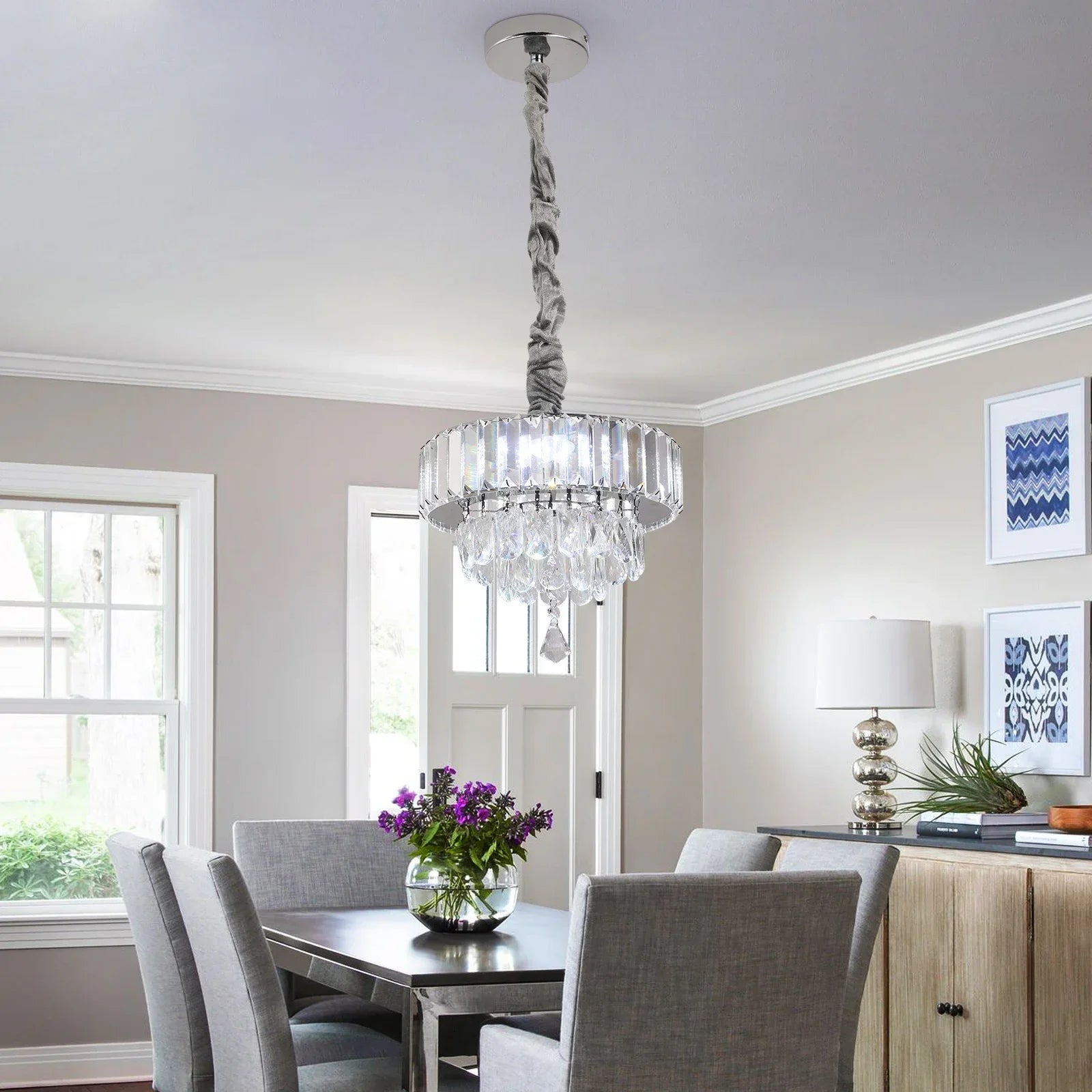 Afralia™ Crystal Pendant Chandelier: Modern Kitchen Island Ceiling Light