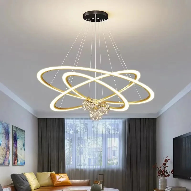 Afralia™ LED Circle Ring Ceiling Chandelier Pendant Lamp for Living Room, Bedroom, Kitchen