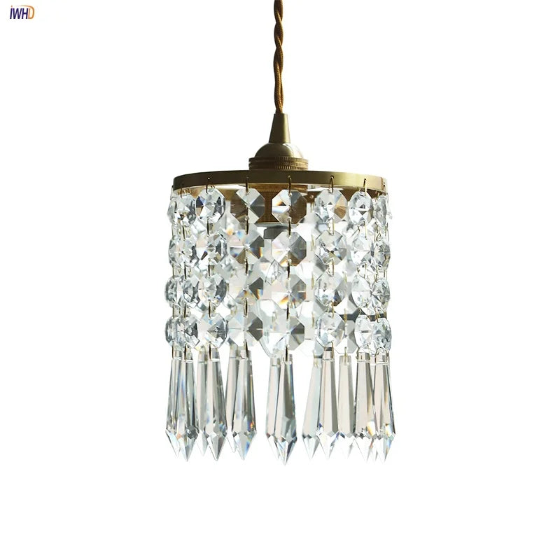 Afralia™ Crystal Brass LED Pendant Light: Modern Nordic Style, Adjustable Wire, E14 Fixture