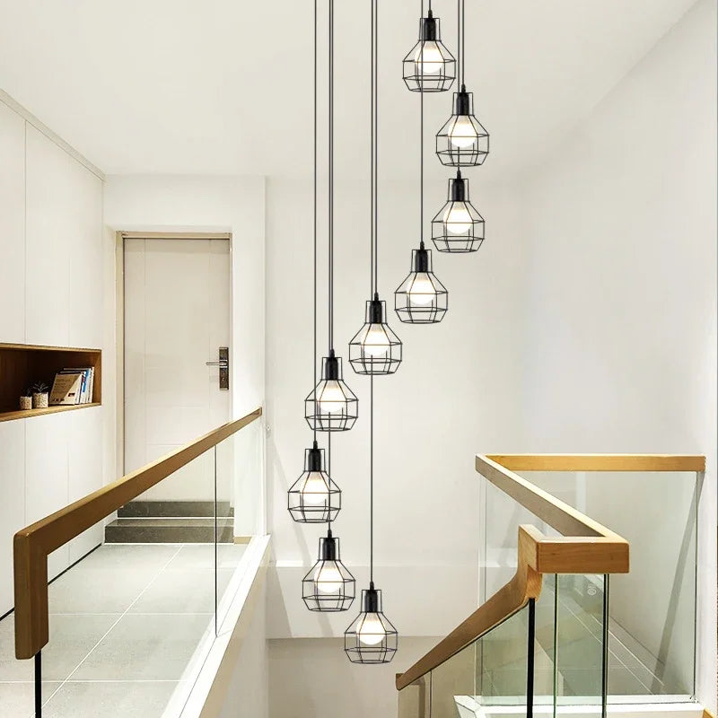 Afralia™ Vintage Iron Cage Pendant Lamp - Rustic Chandelier for Industrial Villa Decor