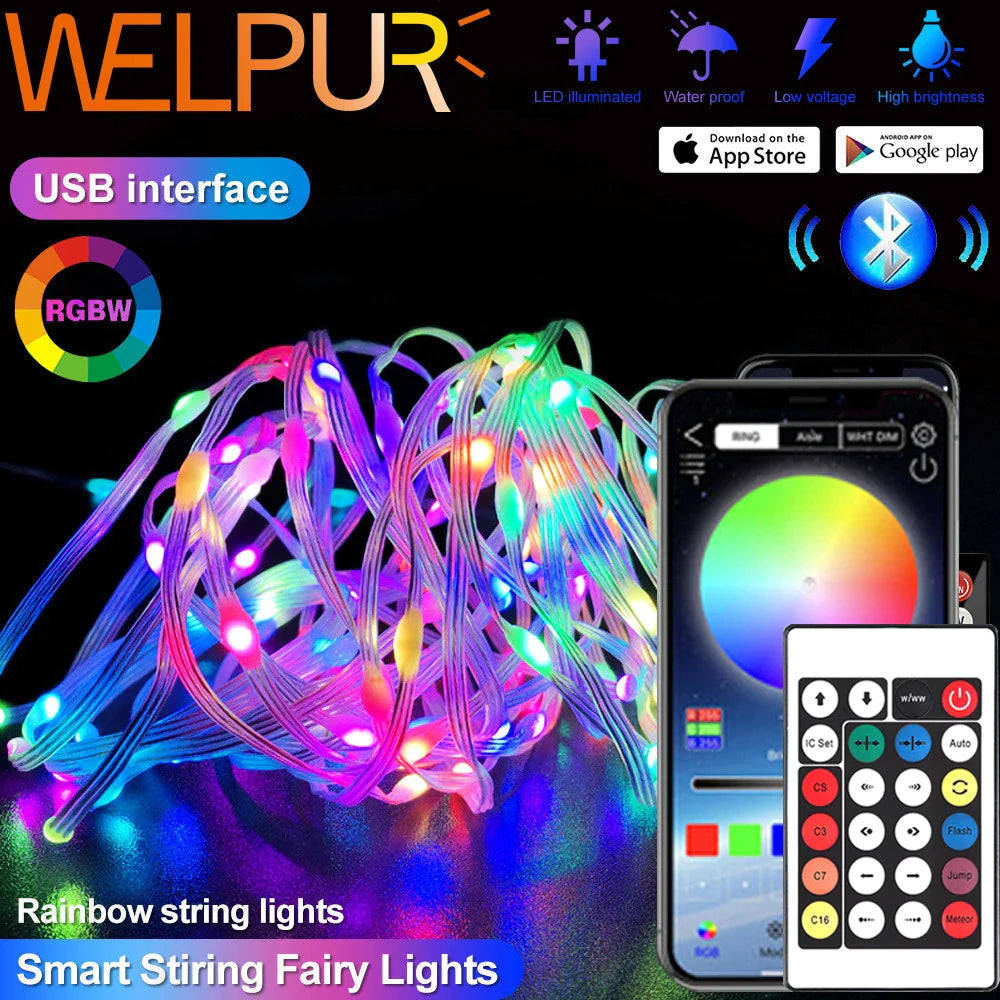 Afralia™ Smart LED String Lights: Bluetooth App Control, Waterproof Ou