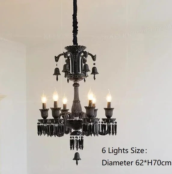 Afralia™ Black Crystal Chandelier: Luxury Lighting for Villa Hotel, Living Room, Dining Room
