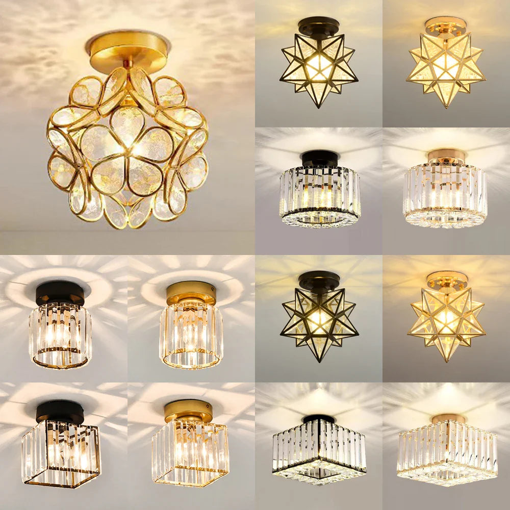 Afralia™ Glass Crystal LED Ceiling Chandelier for Home Decor