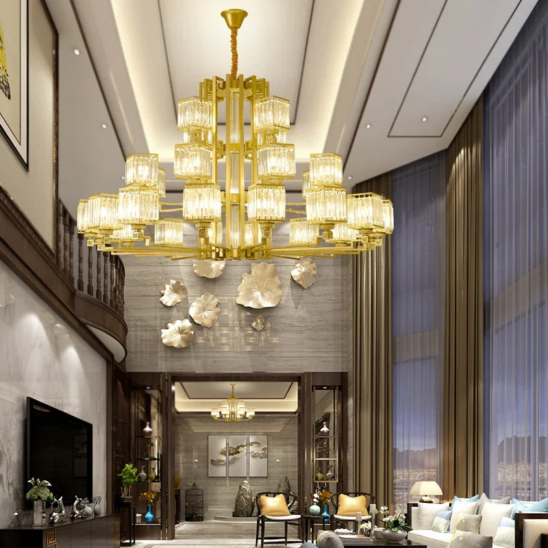 Afralia™ Zen Crystal Chandelier - Luxury Jade Living Room Dining Room Lamp