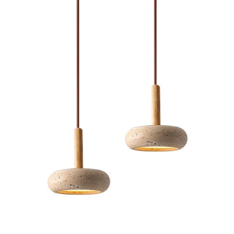 Afralia™ Natural Wood Stone Pendant Light for Home Bedside Restaurant