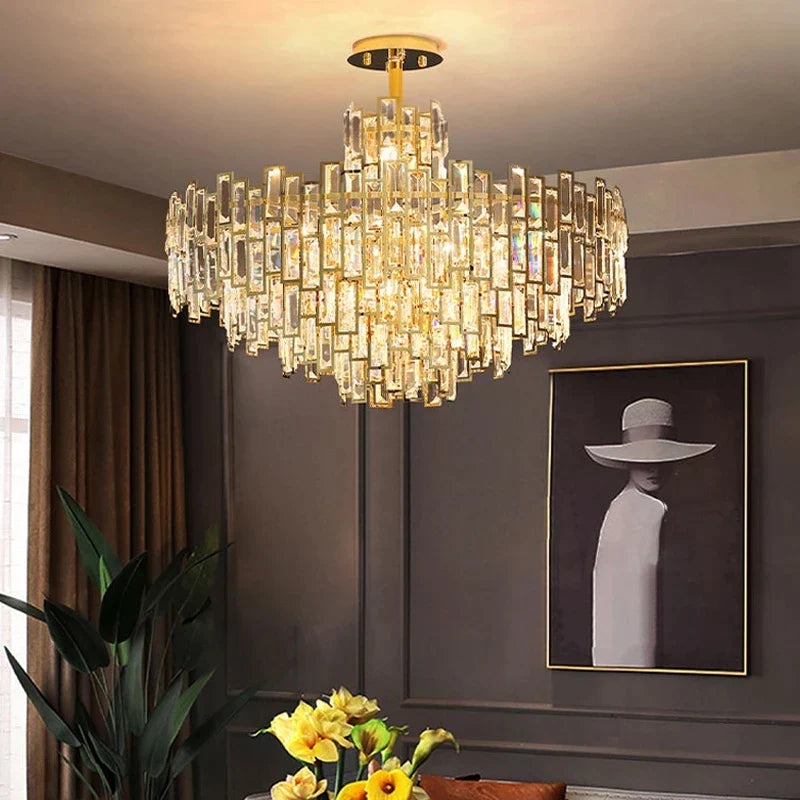 Afralia™ Crystal Ceiling Chandelier: Modern Stainless Steel Lustre Lighting for Home Decor