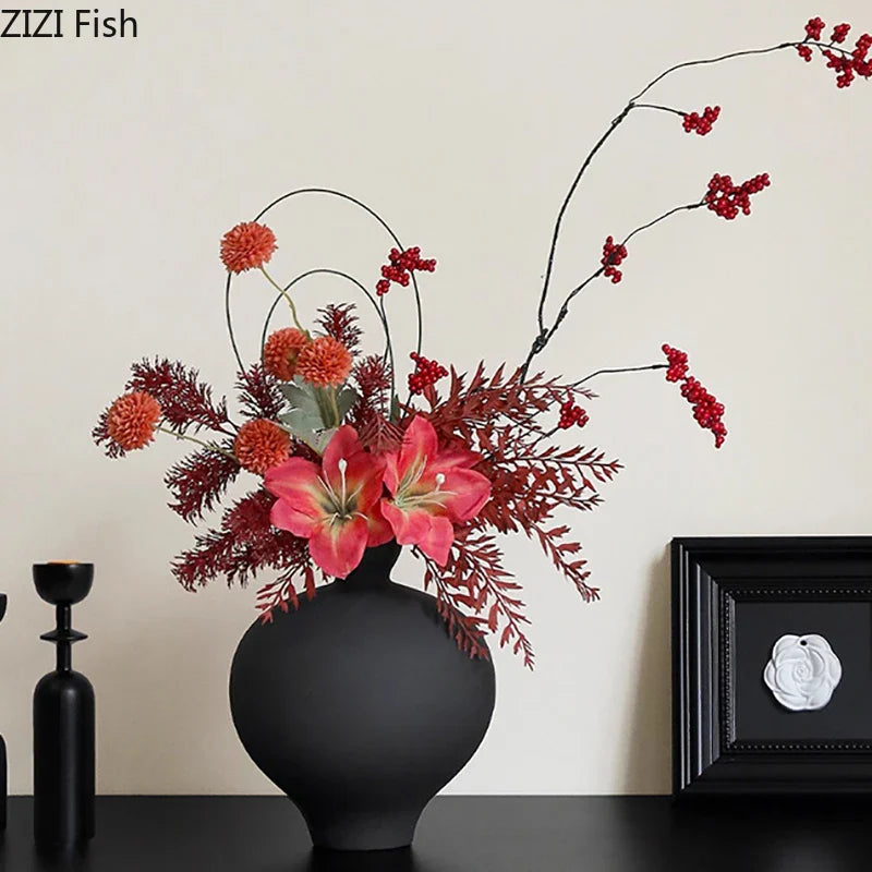 Afralia™ Big Belly Ceramic Vase for Minimalist Floral Arrangements