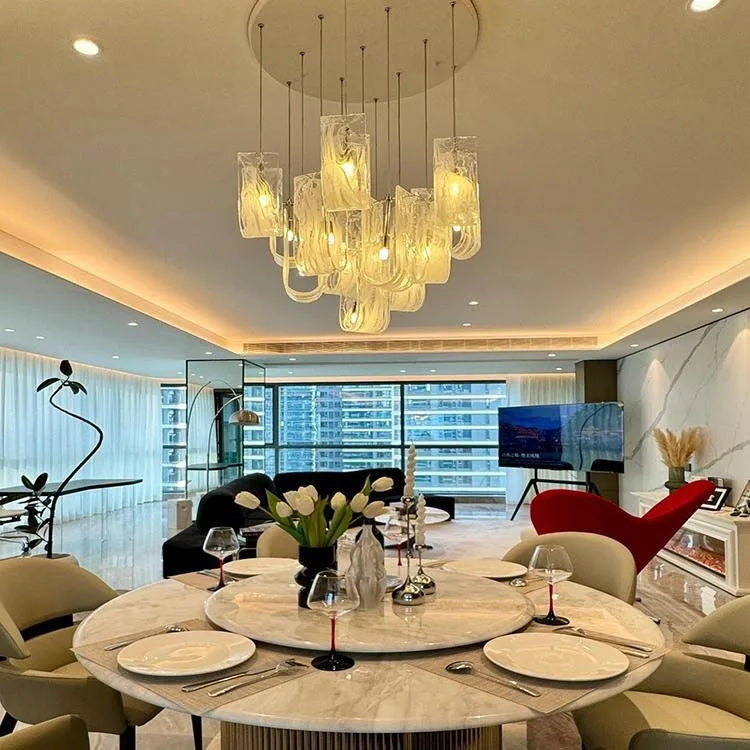 Afralia™ Postmodern Glass Chandelier Luxury Pendent Lamp for Living Room, Dining Room, Staircase