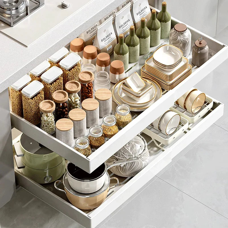 Afralia™ Kitchen Storage Rack Drawer Organizer with Slide Rails