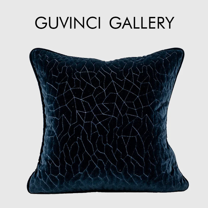 Afralia™ Lahulpe Navy Blue Velvet Cushion Cover with Constellation Embroidery, 45x45cm