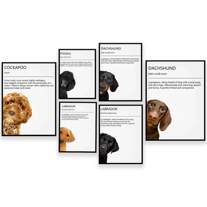 Afralia™ Peeping Dog Art Poster: Bichon, Dachshund, Labrador, Poodle, Westie, Cockapoo Definition, Cute & Funny