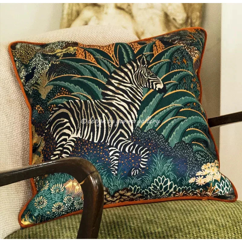 Afralia™ Zebra Jacquard Lumbar Pillowcase - H Style Jungle & Fauna Decor for Living Room
