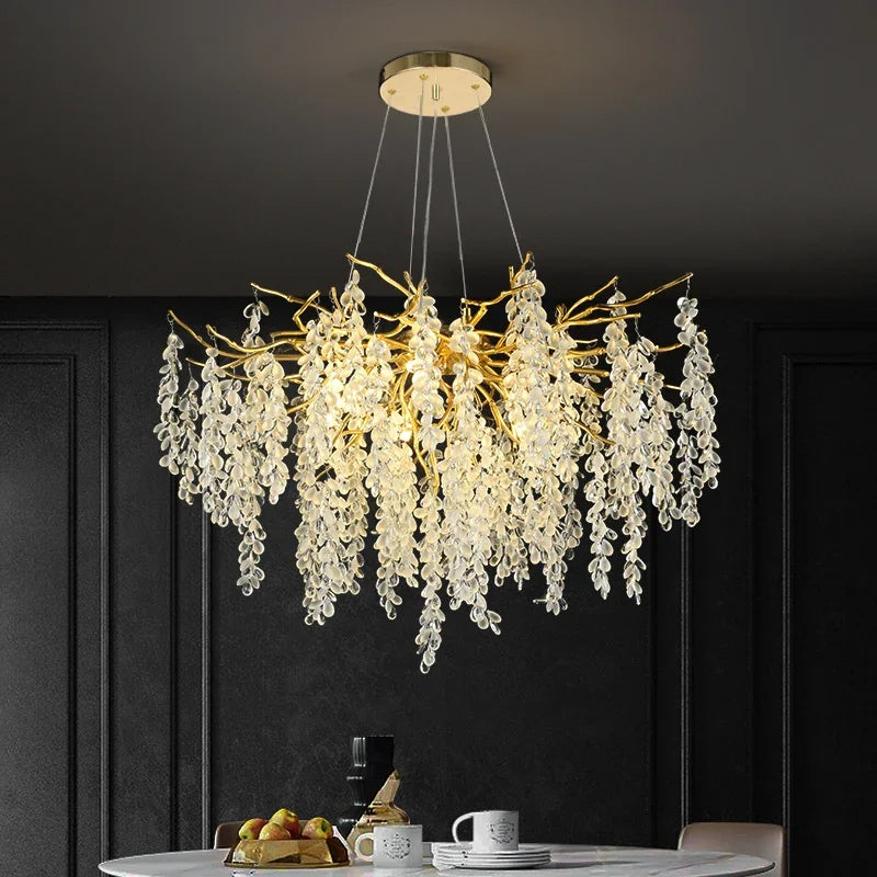 Afralia™ Golden Branch Crystal Chandelier for Luxurious European Living Room