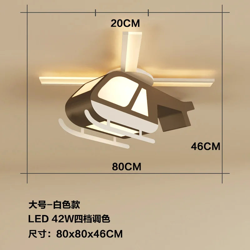 Afralia™ Cartoon Helicopter Ceiling Fan Light for Children's Room