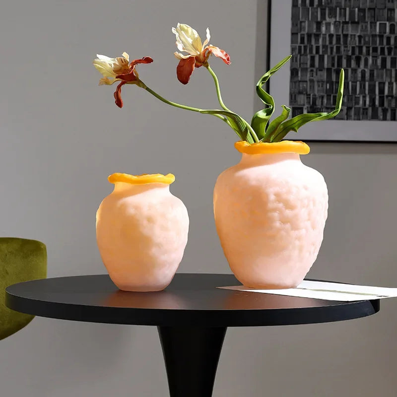 Afralia™ Colorful Frosted Glass Vase Hydroponic Flower Arrangement Room Decoration