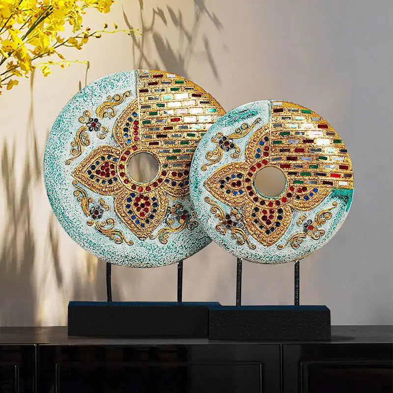 Afralia™ Handmade Thai Solid Wood Tabletop Decoration for Living Room and TV Cabinet