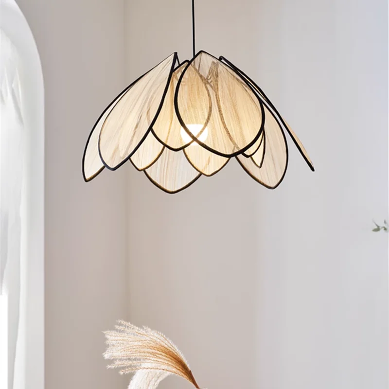 Afralia™ Rattan Petal Pendant Lights: Japanese Style Homestay Lighting for Living Room