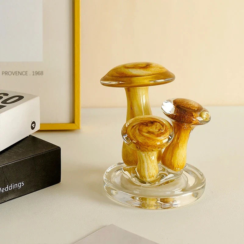 Afralia™ Mushroom Glass Ornaments | Handcrafted Decor Figurines | Home Decoration Accessories