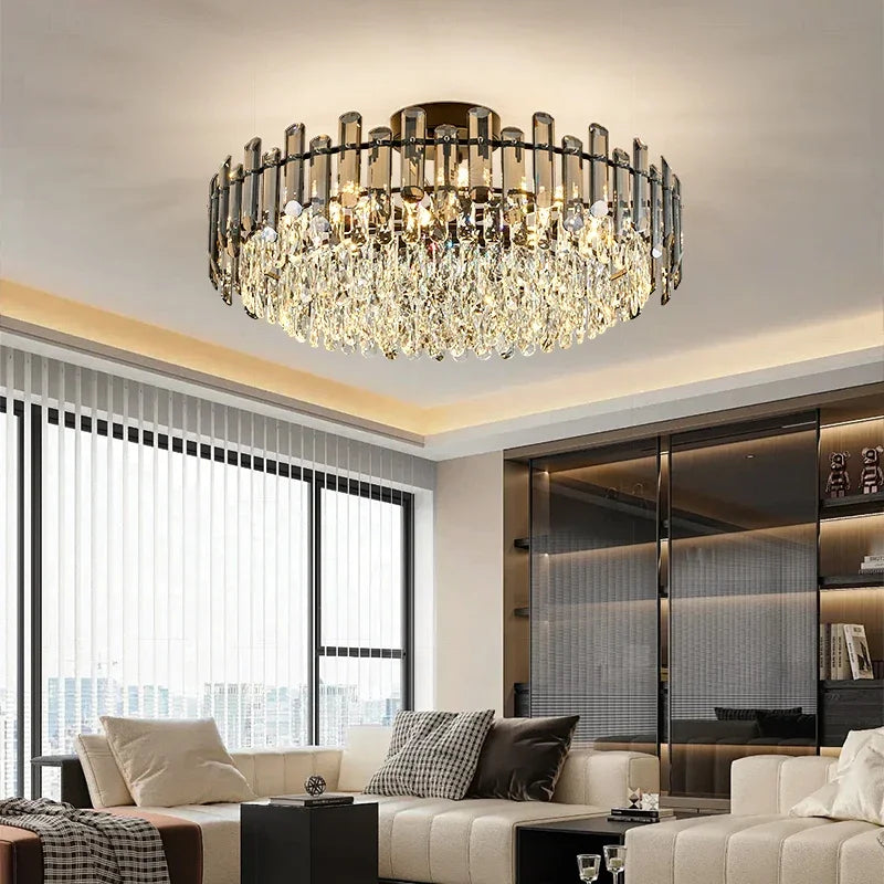 Afralia™ Gold Crystal Ceiling Chandelier: Luxury Modern LED Pendant for Home Décor