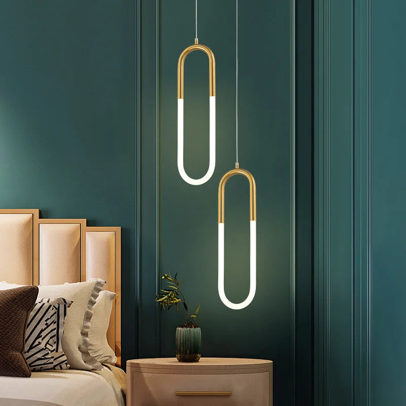 Afralia™ Gold Black LED Pendant Light: Single/Double Head, Long Line Hanging Lamp