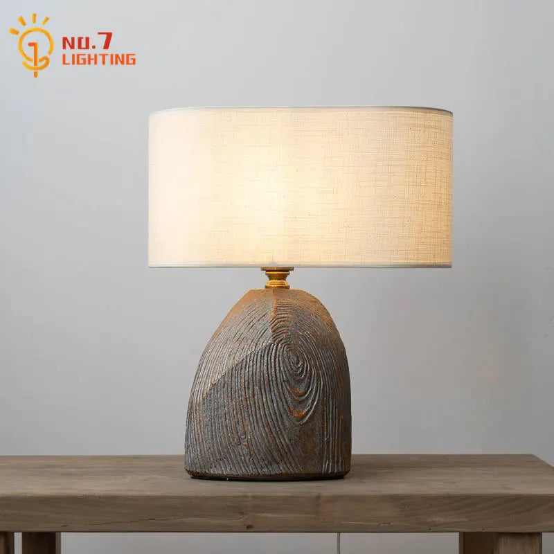 Afralia™ Retro Vintage Resin Tree Stump Table Lamp Home Decor Loft Bedroom Bedside