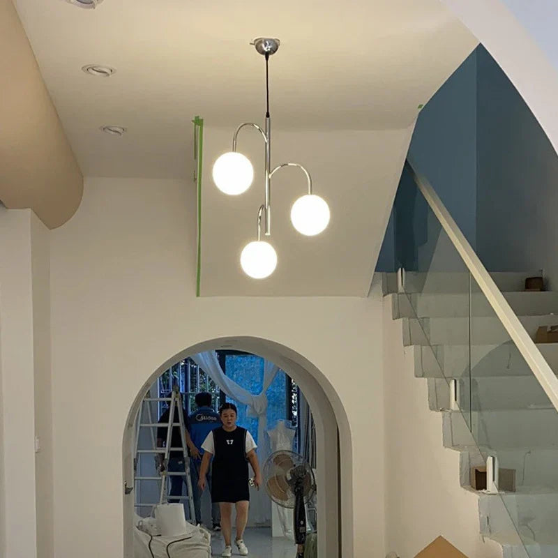 Afralia™ Glass Ball Chrome Chandelier Pendant Light Ceiling Mount Suspension Lamp