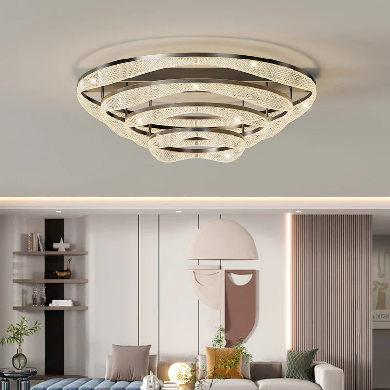 Afralia™ Nordic Brass LED Ceiling Chandelier Light for Living Room, Bedroom, Foyer