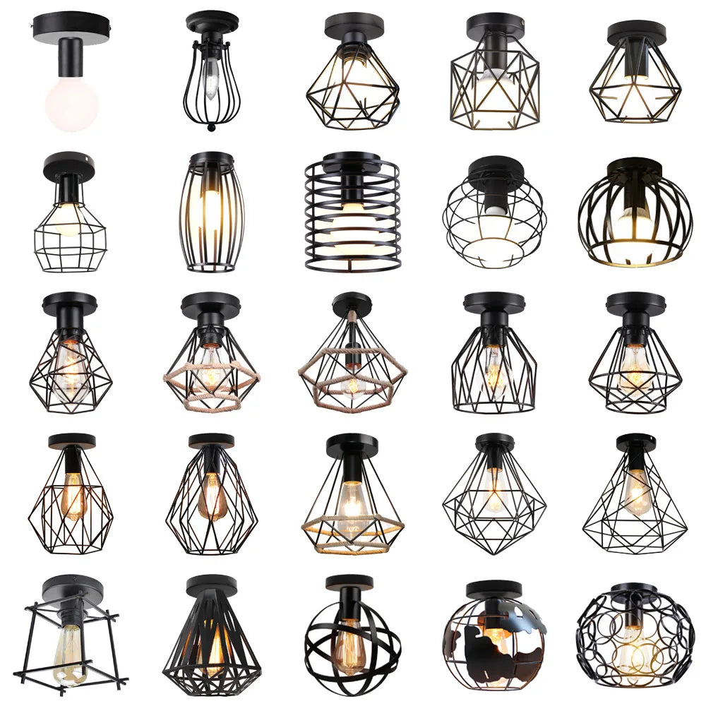 Afralia™ Metal Ceiling Lamp Shade for Retro Industrial Lighting Fixture
