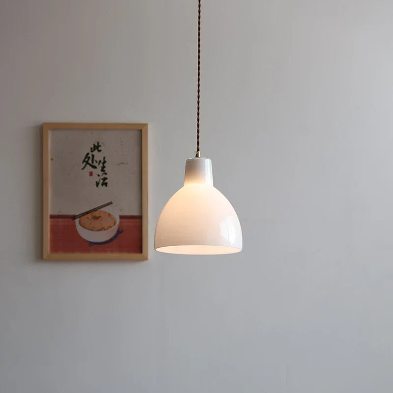 Afralia™ White Glass E27 LED Pendant Light Fixture Modern Adjustable Hanging Lamp