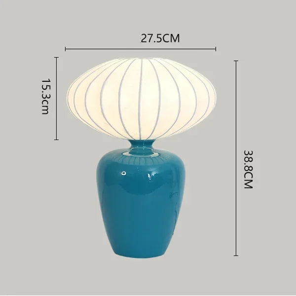 Afralia™ Vintage Ceramics Desk Lamp with Colorful Silk Shade