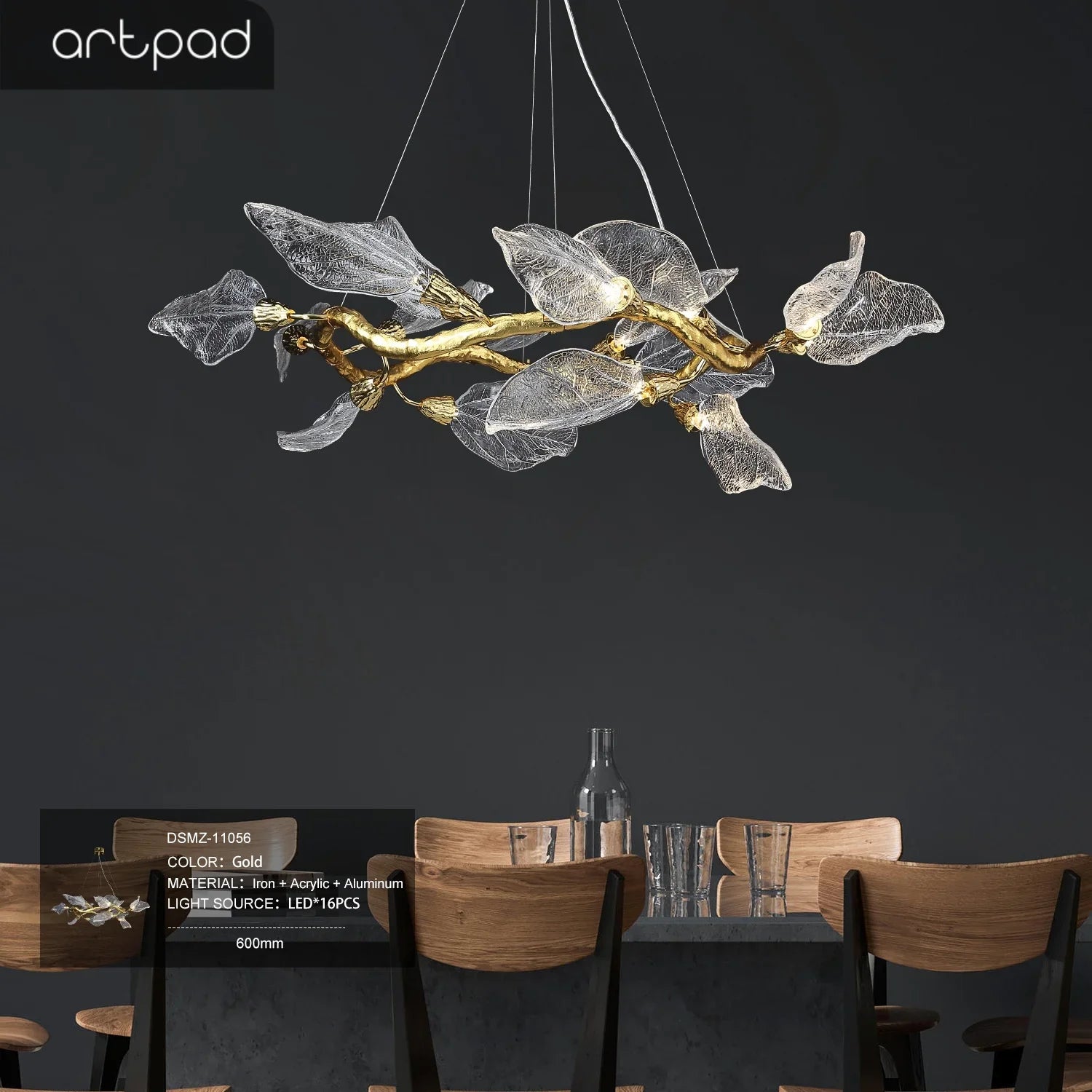 Afralia™ Leaf Design Clear Glass Pendant Light, Luxury Ceiling Lamp