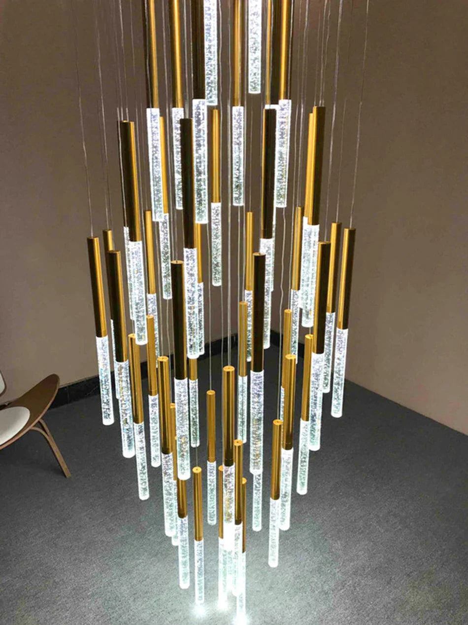 Afralia™ Crystal Loft Chandelier: Modern Nordic Art Deco Gold LED Lighting for Living Room