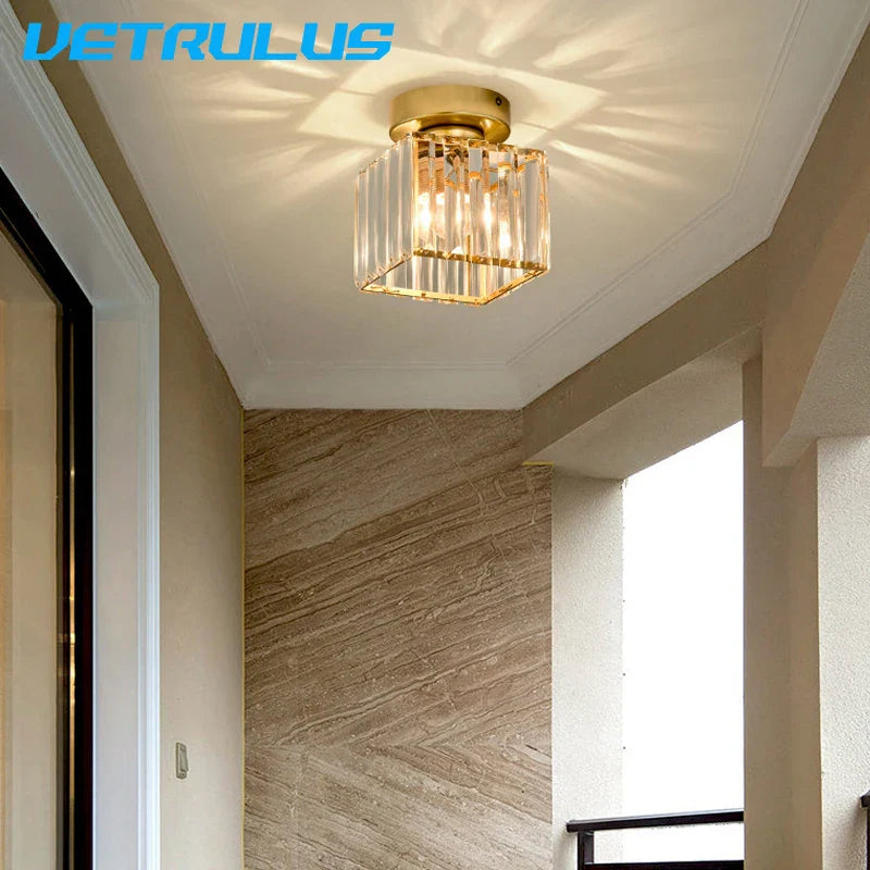 Afralia™ Crystal Ceiling Chandelier: Minimalist Luxury Lighting for Home, Hotel, Balcony, Corridor
