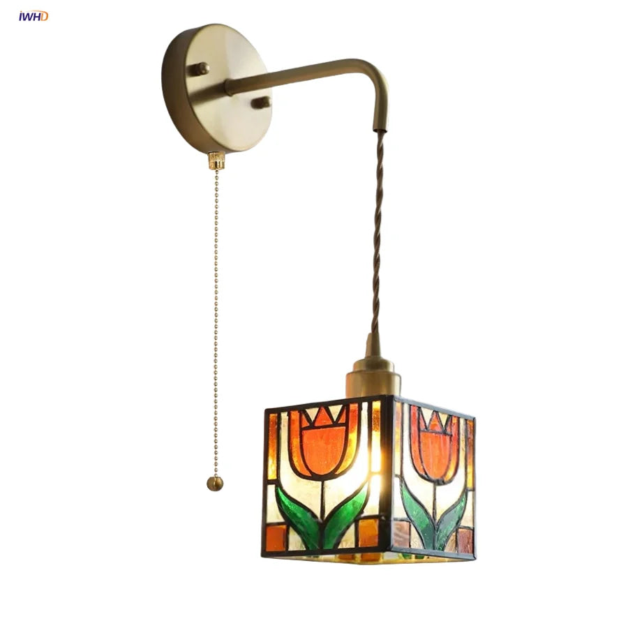 Afralia™ Tiffany Glass LED Wall Light Fixture for Home & Restaurant Décor
