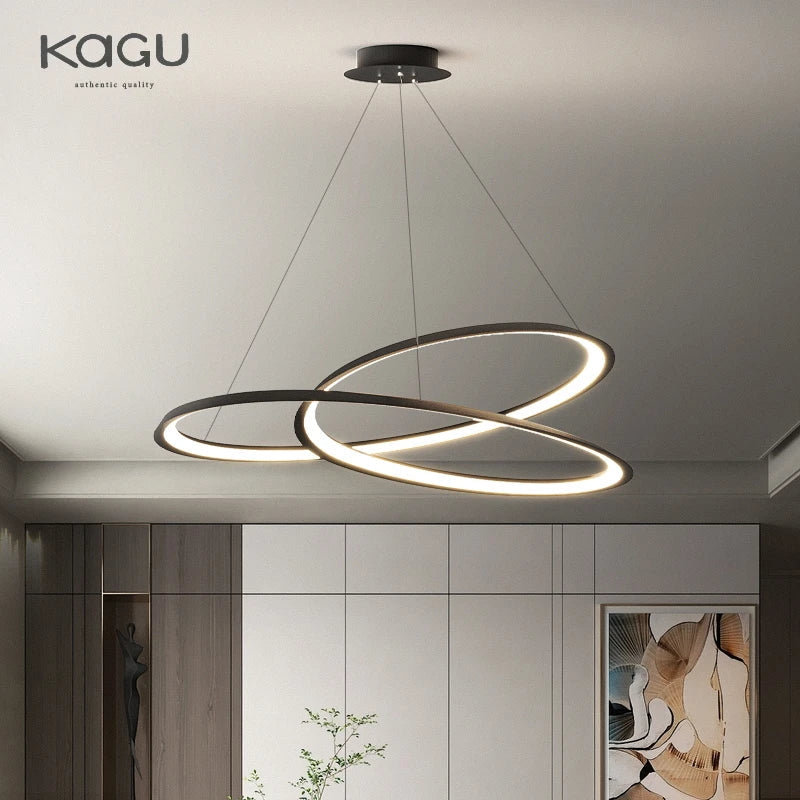 Afralia™ Circular Black/White Chandelier for Living, Dining, and Kitchen Room