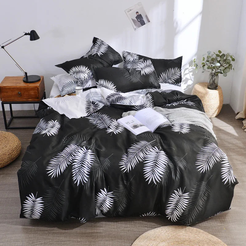 Afralia™ Geometric Floral Bedding Set with Quilt Cover, Duvet Cover, Sheet, and Pillows