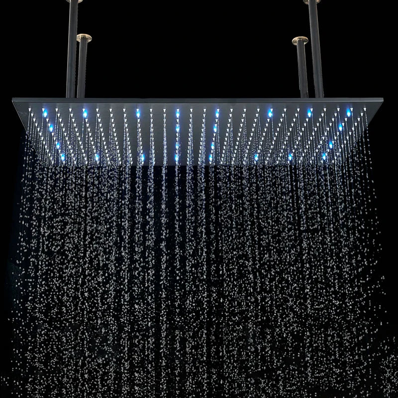 Afralia™ LED Thermostatic Rainfall Shower System with Tub Spout Mixer Tap & Brass Head