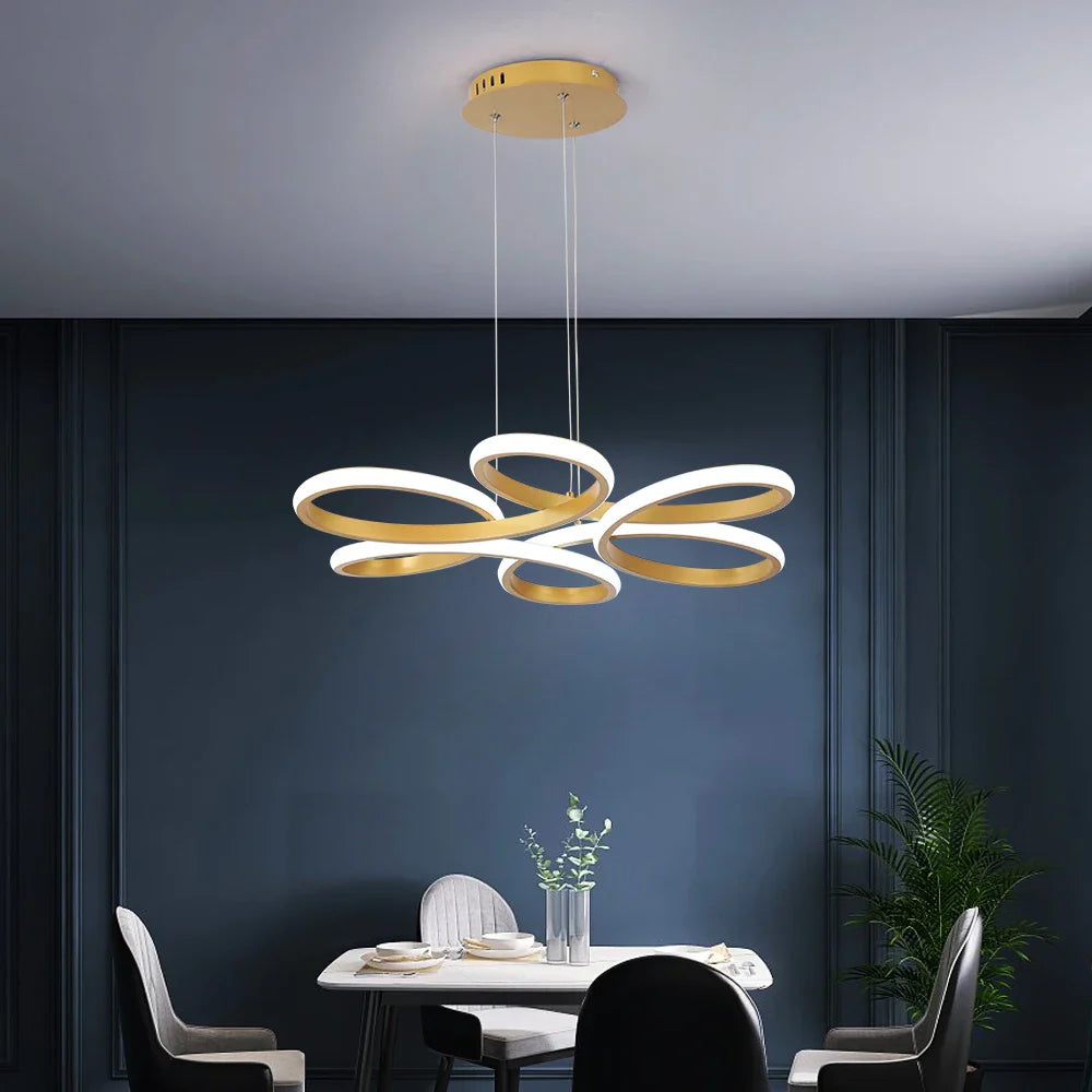Afralia™ Modern Acrylic Aluminum LED Chandelier with Remote Control Dimming
