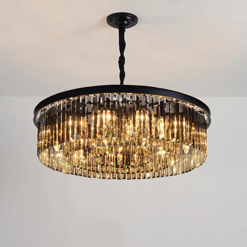 Afralia™ Gold Black Crystal Chandelier Light for Dining room