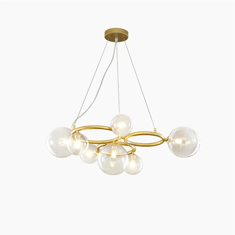 Afralia™ Black Magic Bean Ceiling Chandelier with Golden Lamp Body Glass Pendant Light