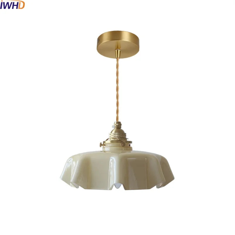Afralia™ Yellow Glass LED Pendant Light: Modern Nordic Hanging Lamp for Dining Room & Kitchen