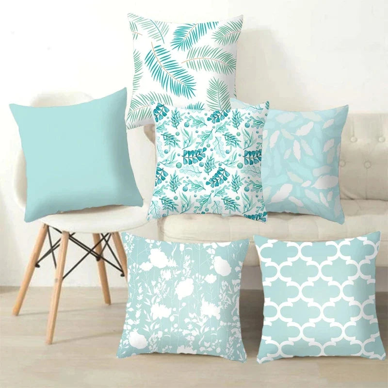 Afralia™ Modern Geometry Printing Pillowcase Mint Green Decorative Cushion Cover