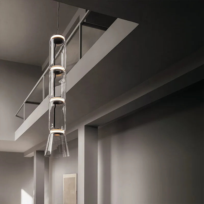 Afralia™ Modern Clear Glass LED Ceiling Chandelier for Living Room & Bar Décor