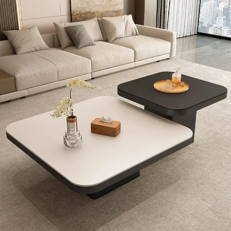 Afralia™ Living Room Coffee Table Set Rock Square Modern Minimalist Black Combination.