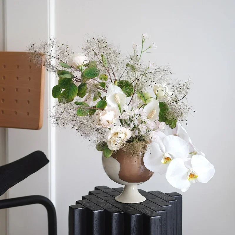 Afralia™ Irregular Grain Spherical Ceramic Vase for Home Decoration and Floral Arrangements