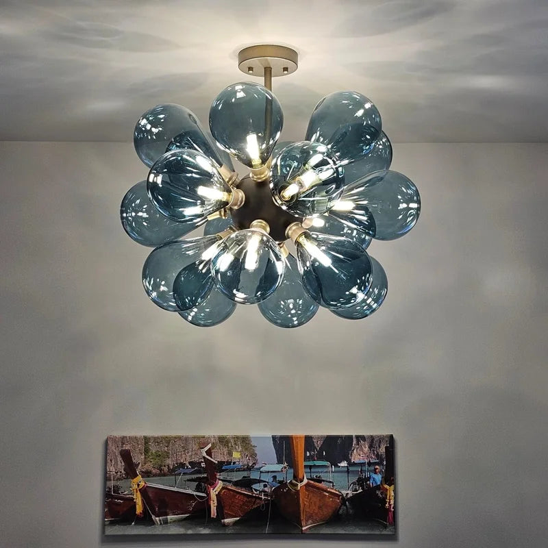 Afralia™ Colorful Glass Bubble Chandelier for Living Room & Dining Table Lighting