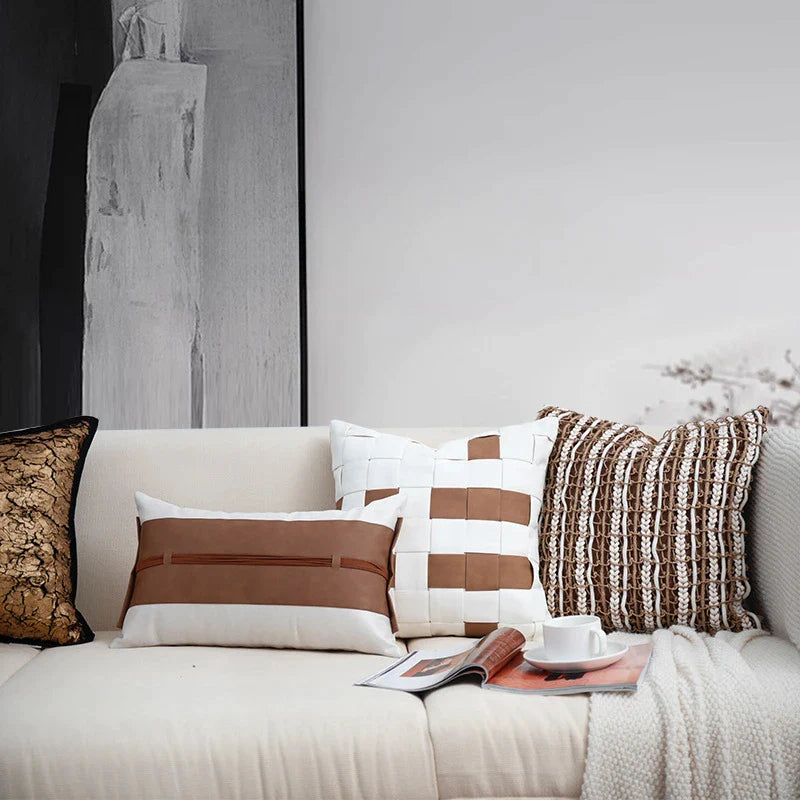 Afralia™ Italian Light Luxury Brown Cushion Cover for Sophisticated Home Decor.