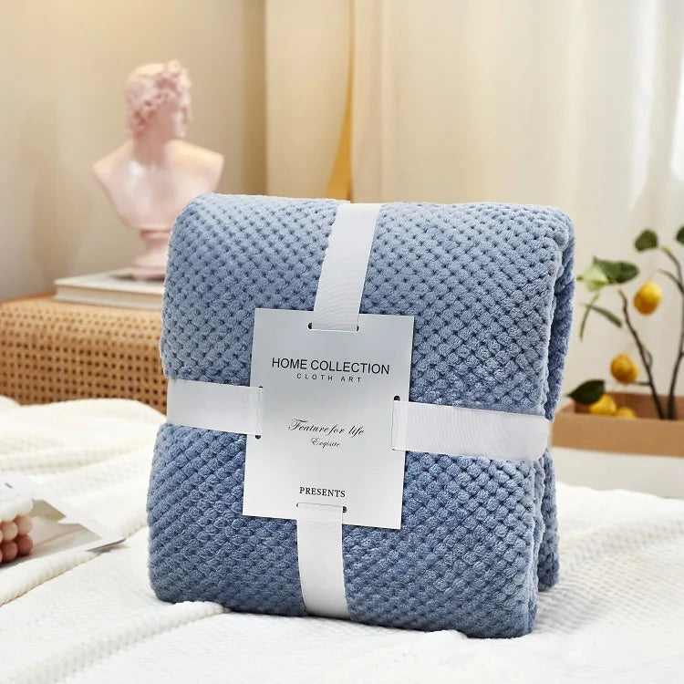 Afralia™ Pineapple Grid Flannel Blanket: Lightweight & Cozy for All Seasons