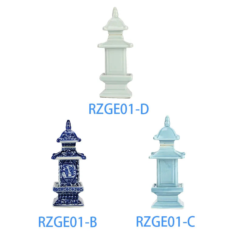 Afralia™ Blue and White Porcelain Layered Tower Vases